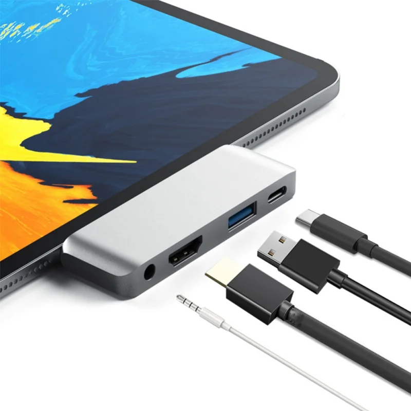 Для iPad pro type-C Mobile Pro концентратор адаптер USB 3,1-USB-C PD Зарядка 4K HDMI USB 3,0 и 3,5 мм разъем для наушников для samsung