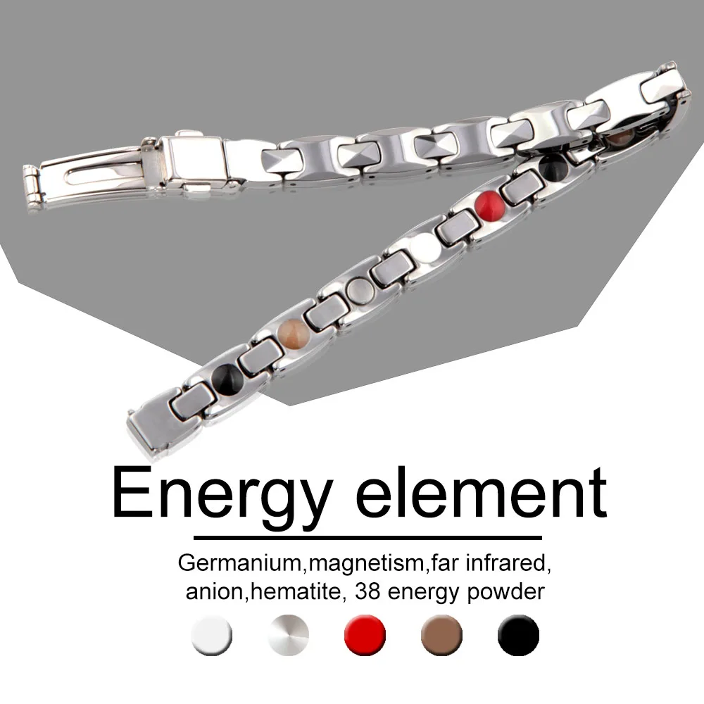 5 in 1 Titanium Silicone Magnetic Energy Armband Power Bio Bracelet Health Pain Relief Magnet Health Bracelet