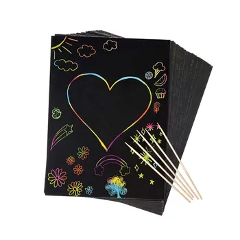 

50 Sheets Magic Color Rainbow Scratch Art Paper Card Set With 5Pcs Pens