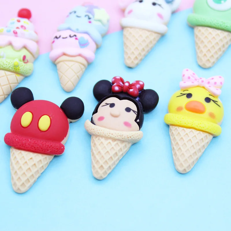 10 шт. мультфильм Мороженое Flatback Смола Кабошон Kawaii Моделирование еда DIY Скрапбукинг Ремесло пробки для бутылок центр Декор телефона