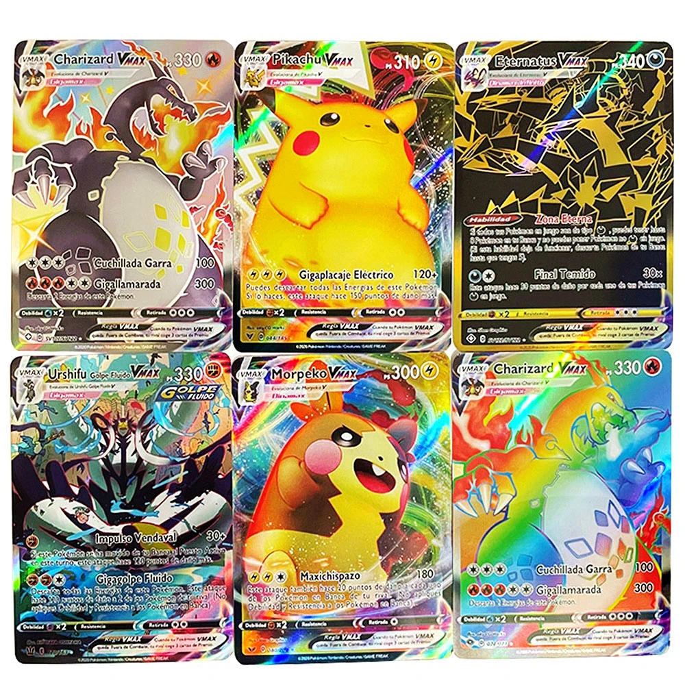 Spanish Pokemon Cards Vmax Card Charizard Spain Pokemon Shining Card Pikachu Espanol Display Playing Game Childern Kids Toy Gift Game Collection Cards Aliexpress