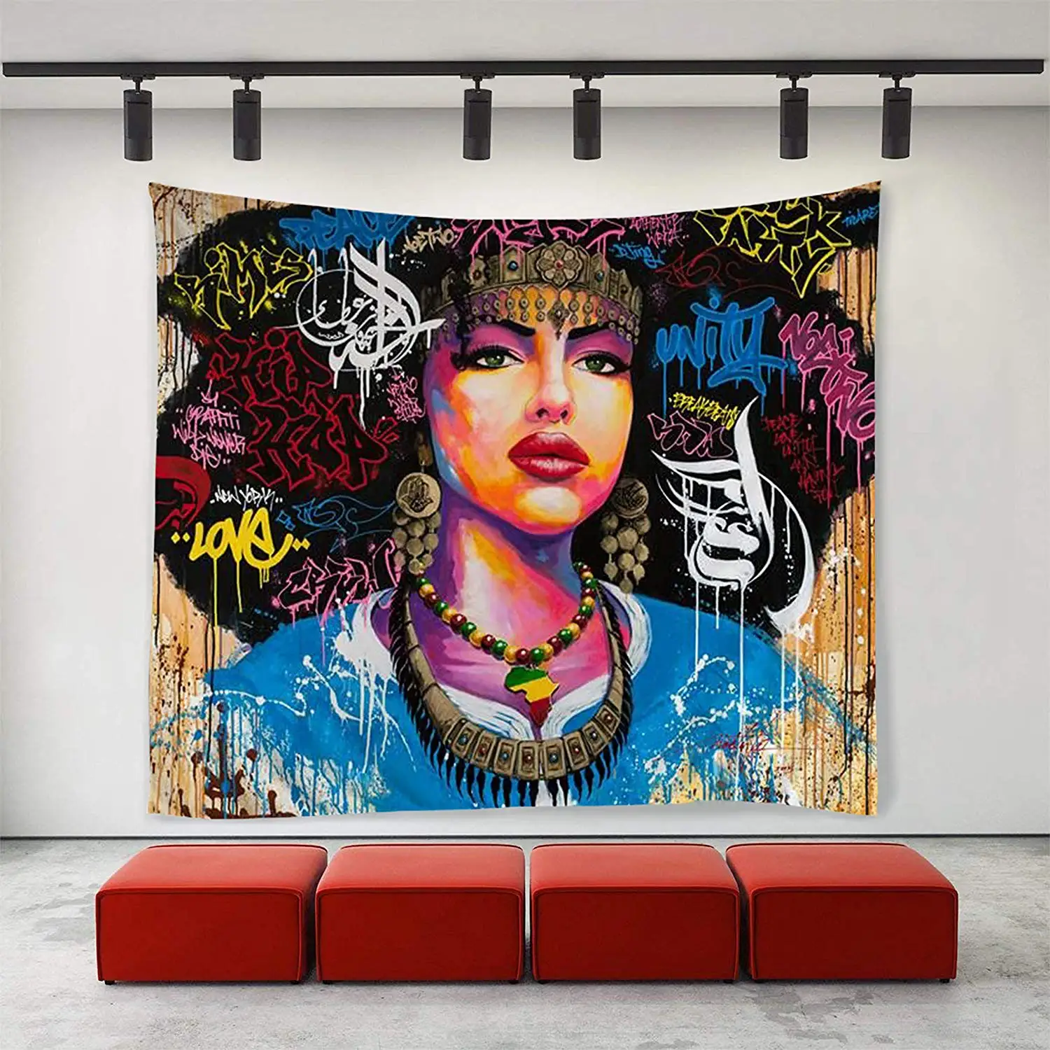 

African American Women Art Painting Tapestries Hippie Art Wall Hanging Black Art Afro Women