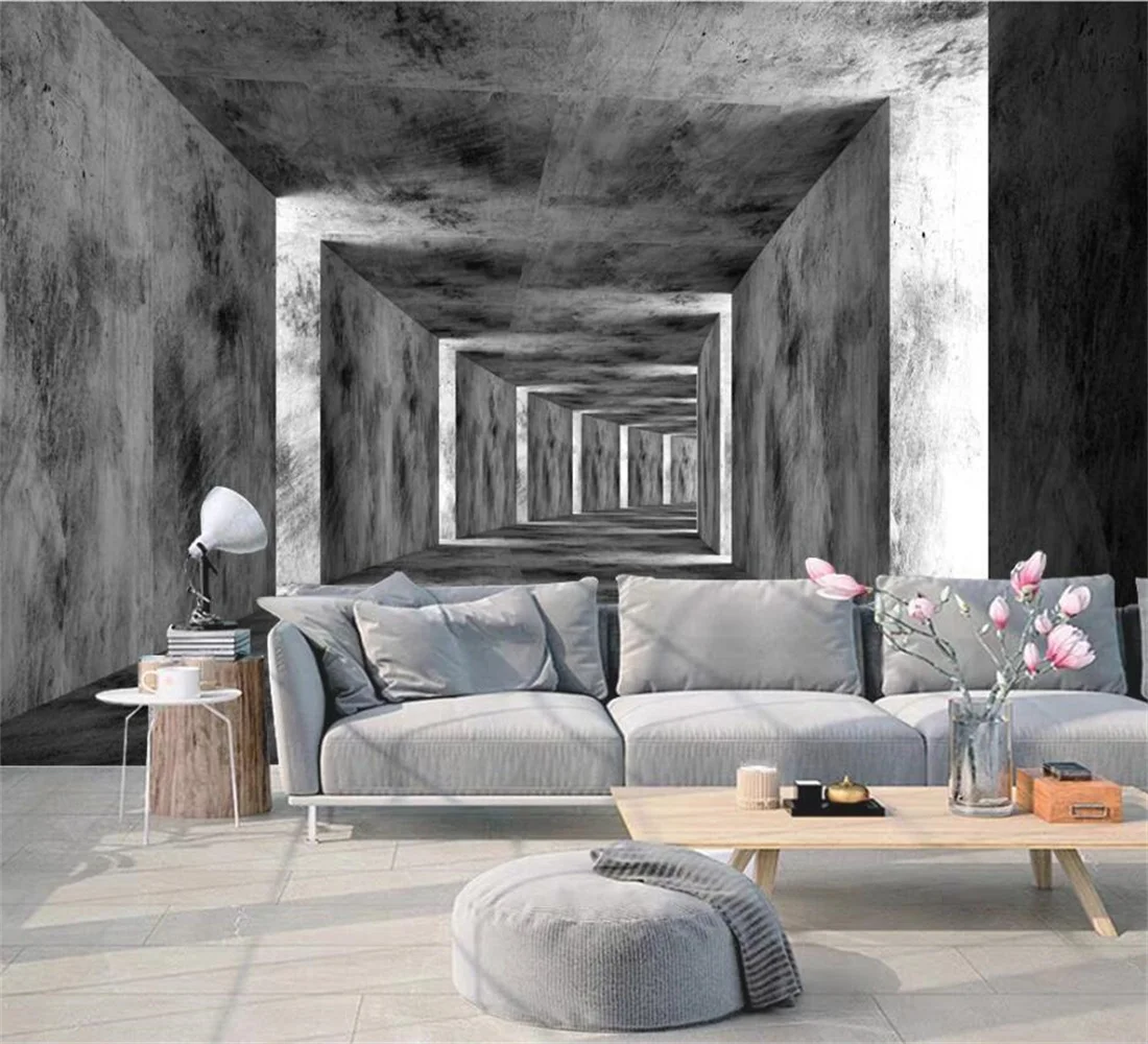 angepasst moderne dark drei-dimensionale raum korridor wohnzimmer interior  hintergrund tapete tapeten wohnkultur