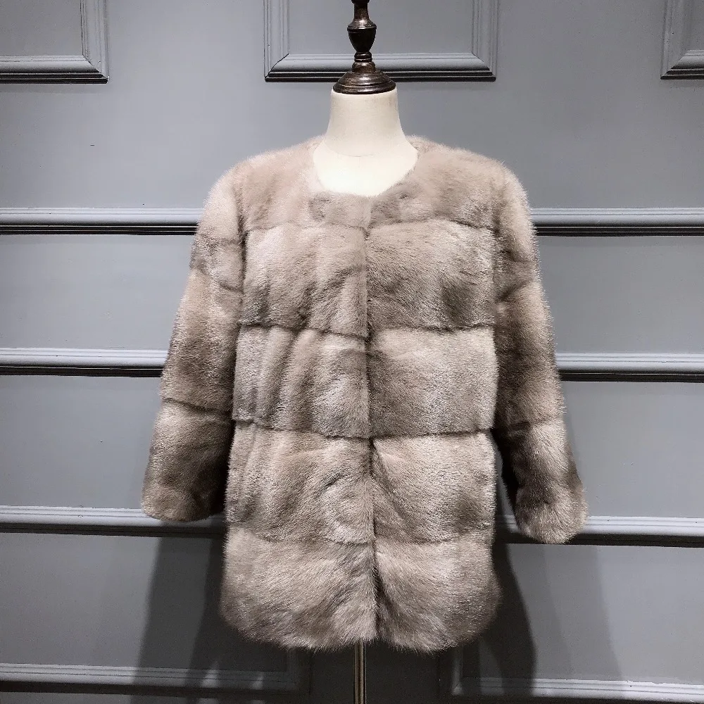 Pull Pelt натуральная норка пальто с круглым воротником рукав девять-четвёртых пальто из натурального меха женский зимний помпон из натурального меха куртка