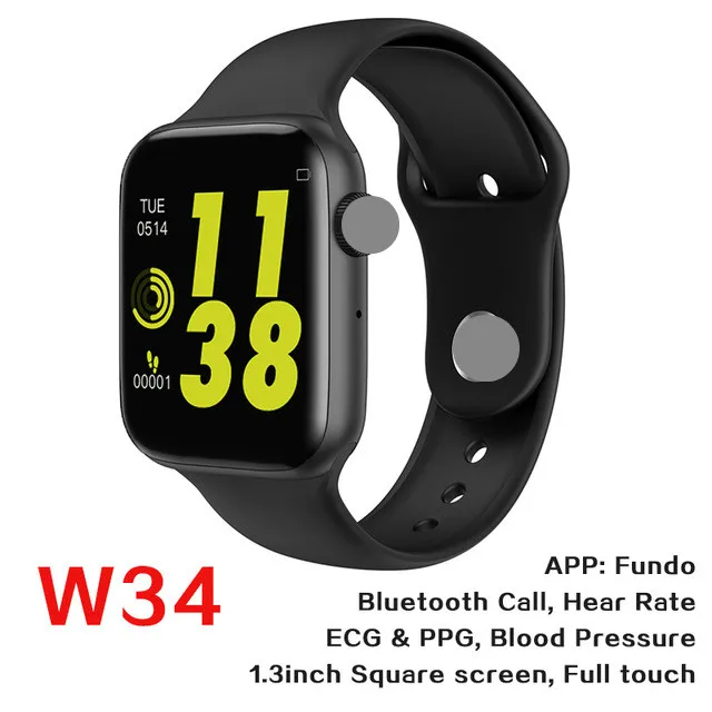 w34 black Смарт-часы с Bluetooth и функцией вызова, W34, мужские фитнес-часы для измерения давления, ЭКГ, монитор сердечного ритма, умный браслет, спортивная одежда, женские спортивные часы - Цвет: w34 black