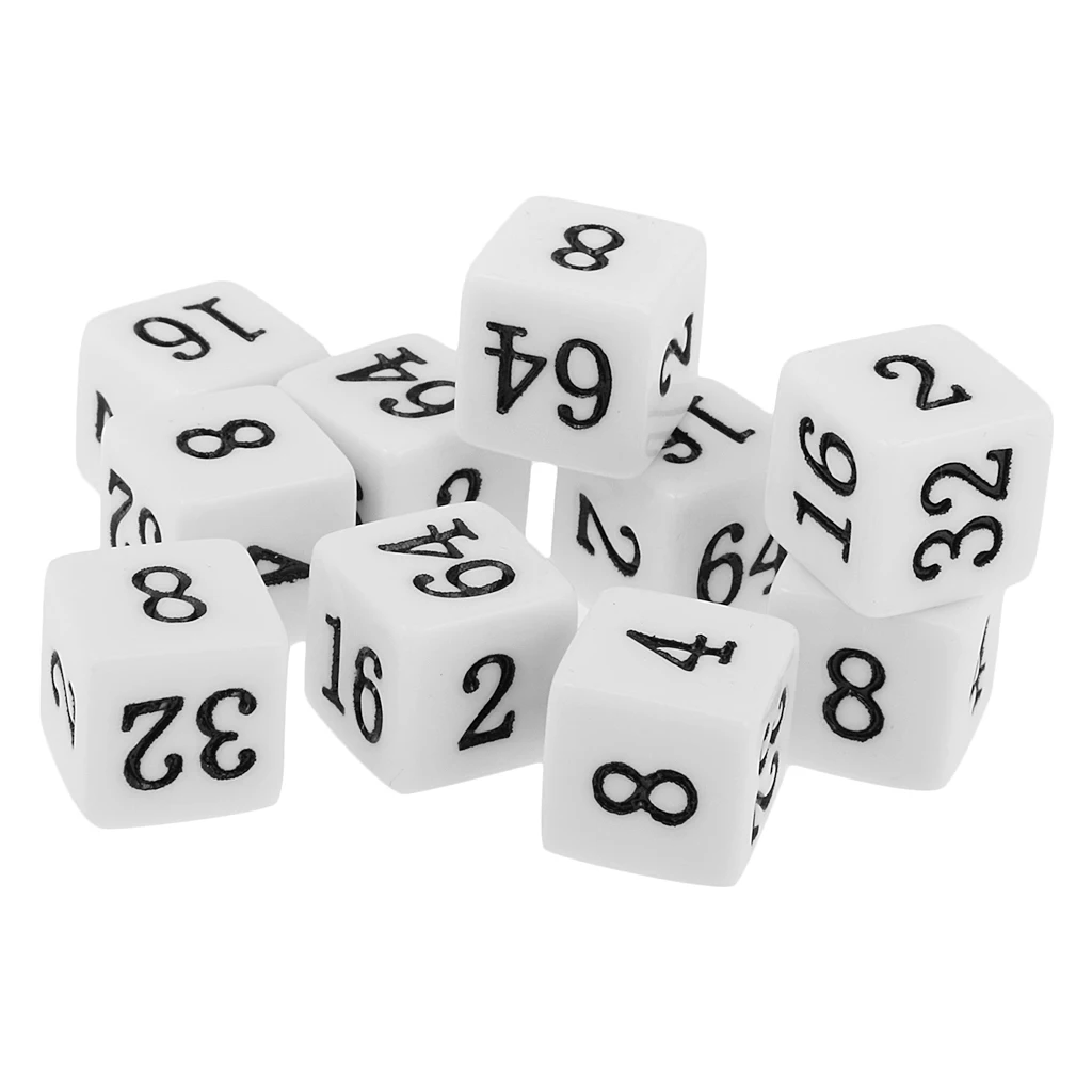 MagiDeal 10Pcs Opaque 6 Sided Multiple Dice for TRPG Party Board GameClub Dice Game Toys White/Beige 