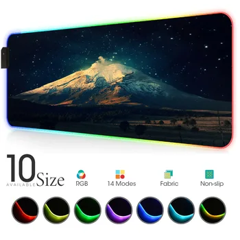 

Snow mountain mousepd RGB Black cloth mouse pad Gamer Accessories Large LED Gaming PC Desk Play Mat with Backlit mouse mat