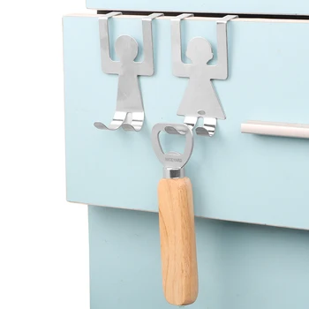

2Pcs/Set Lovers Shaped Hooks Wall Door Hanger House Clothes Storage Rack Tool Kitchen Cabinet Pot Pan Hooks Stainless Steel