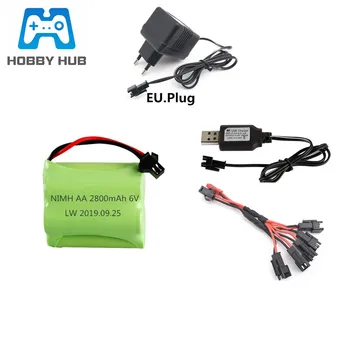 

6v 2800mah Ni-MH Battery + 6v Charger For Rc toys Boats Cars Tanks Trucks Robots Guns AA 6v Rechargeable Battery Pack SM plug