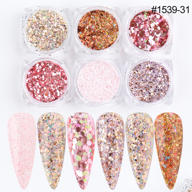 Box Shining Sugar Effect Nail Glitter Powder Laser Candy Nail Art Pigment Flakes Dust Coloful Nail Decor Accessories LA1539-28