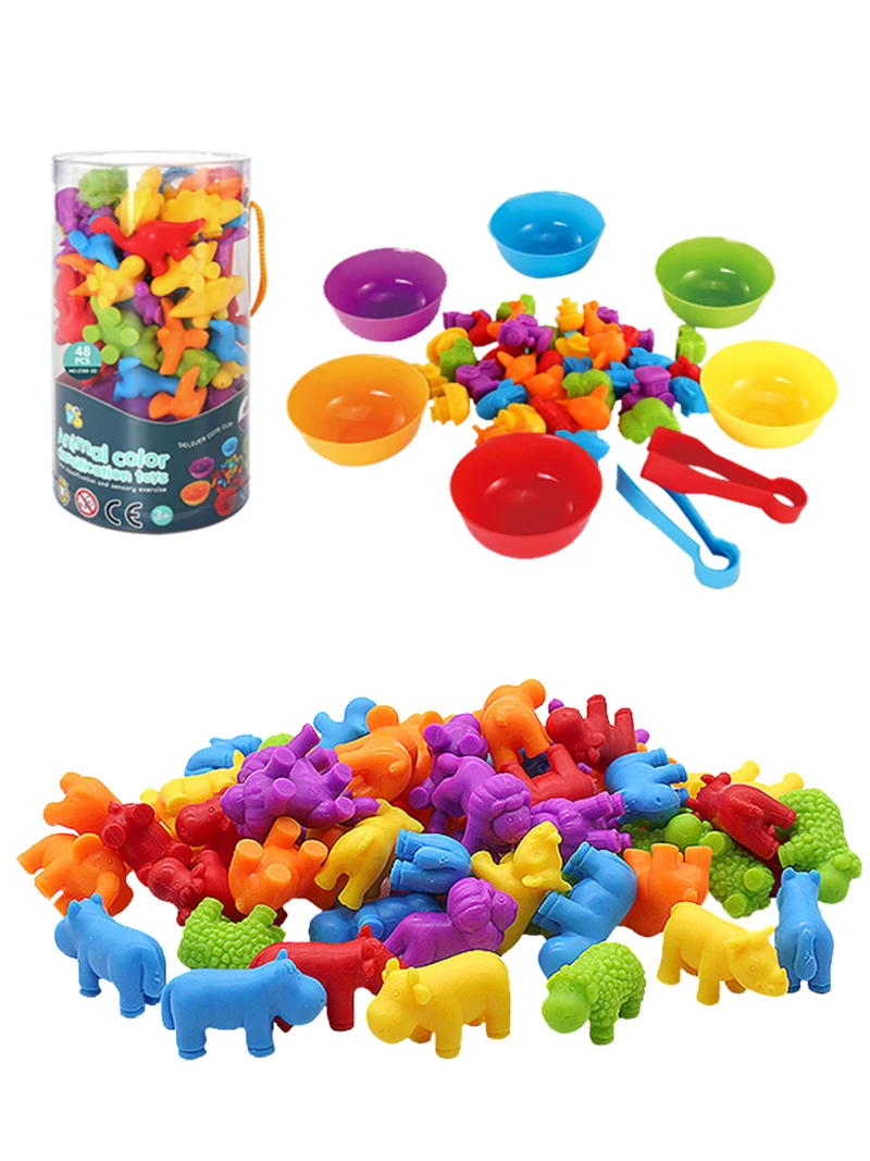 Animal Cognition Rainbow Color Sort Fine Motor Training Baby Montessori Sensory Education Puzzle Toy Kids Matching Game | Игрушки и