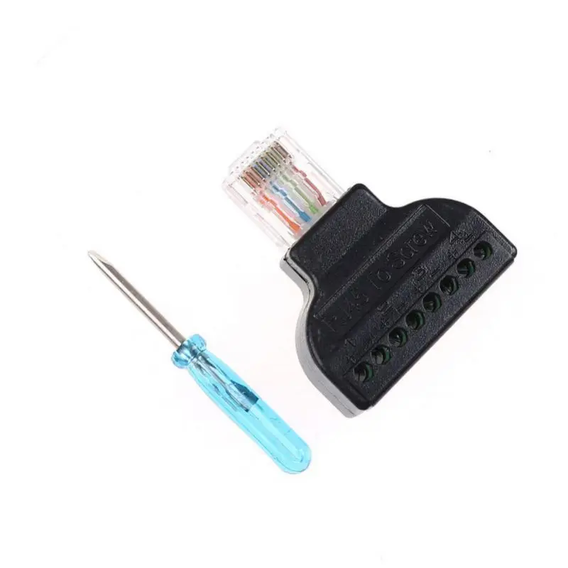 Черный Компактный конвертер разъема RJ45 Ethernet мужчина к 8-контактный AV Терминал AdapteRJ45 Ethernet Мужской до 8 контактный терминал AV винт-адаптер с наружной резьбой - Цвет: Черный