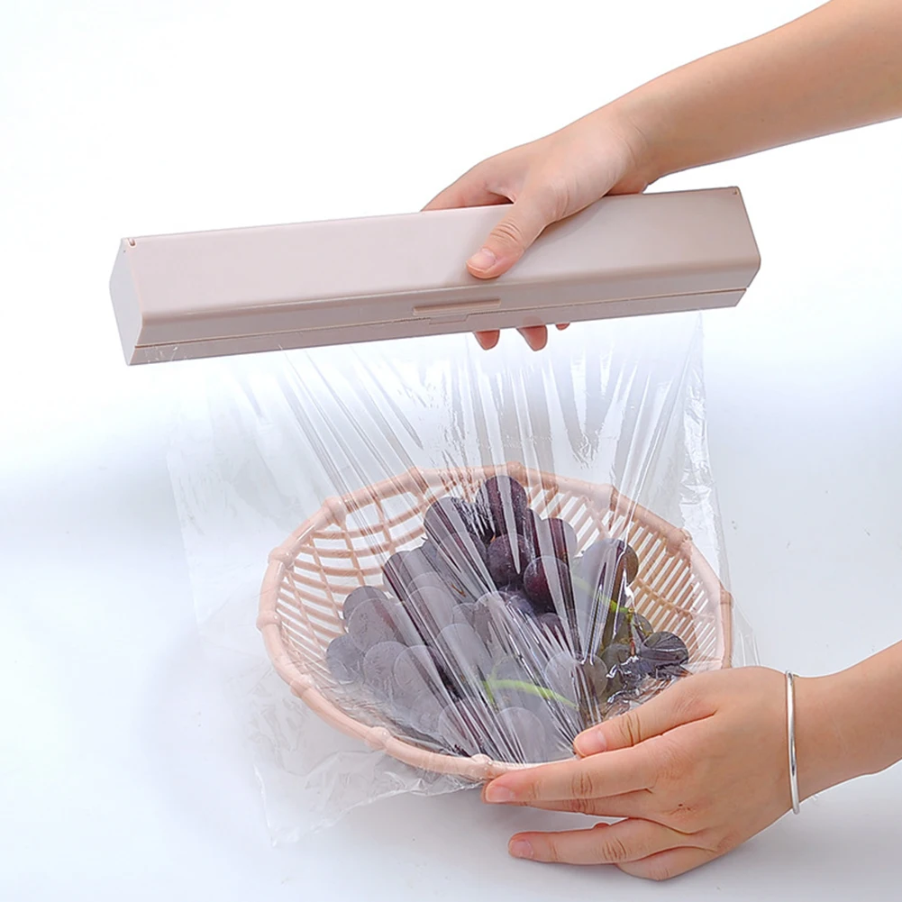 

2019 New Plastic Food Wrap Cutter Dispenser Wrap Dispenser Kitchen Cling Preservative Film Cutter Storage Kitchen Accessories