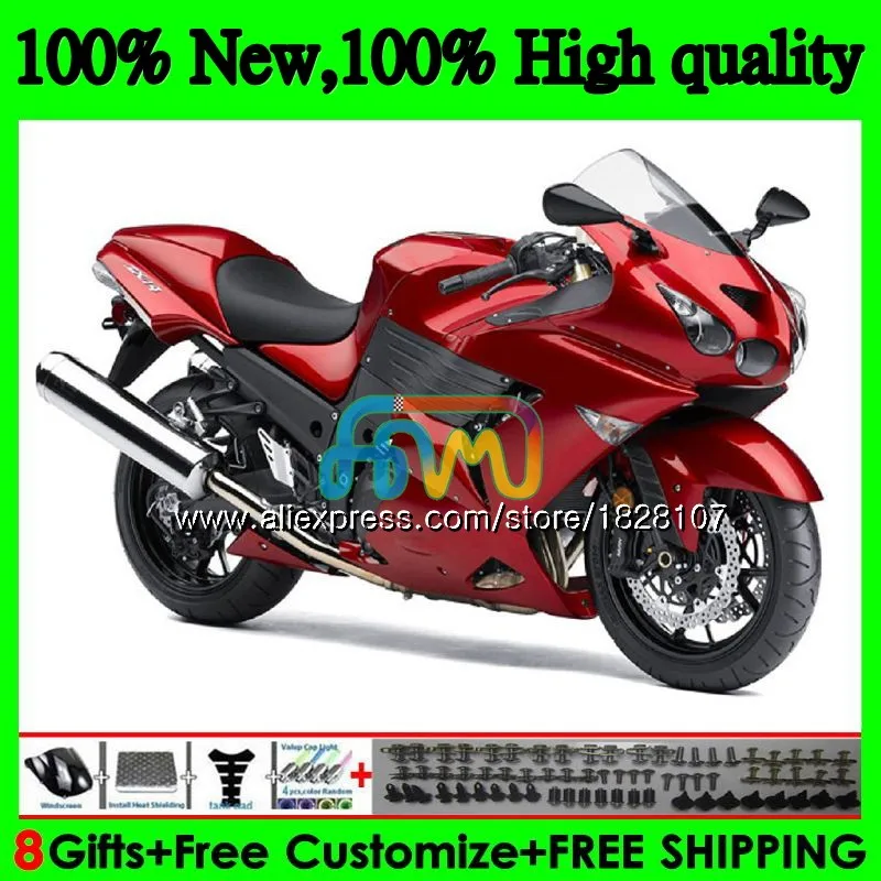Инъекции для KAWASAKI ZZR1400 ZX 14R, ювелирные изделия, красная Горячая ZX-14R 24BS. 33 ZX14R для детей возрастом 12, 13, 14, 15, 16, 17, 2012 2013 обтекатель