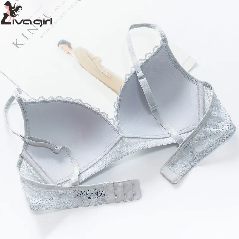 New Lace Sexy Triangle Cup Bra Set Women High Quality Push Up No steel Ring Bra Wire Free Lingerie Set Jacquard Bra Panties Sets