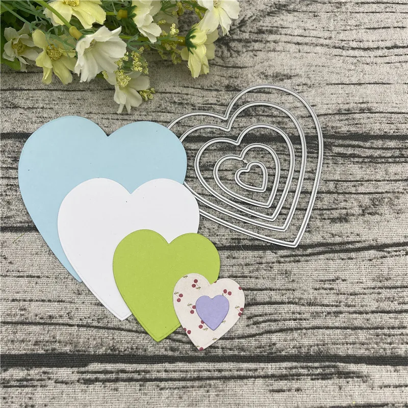 

5pcs/set heart Card Frame Craft Metal Cutting Dies For DIY Scrapbooking Album Embossing Paper Cards Decorative Crafts