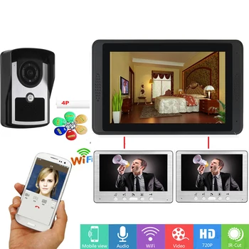 

RFID Access APP Remote Unlock Video Intercom 7 Inch Monitor Wifi Wireless Video Door Phone Doorbell Intercom Video Recording KIT