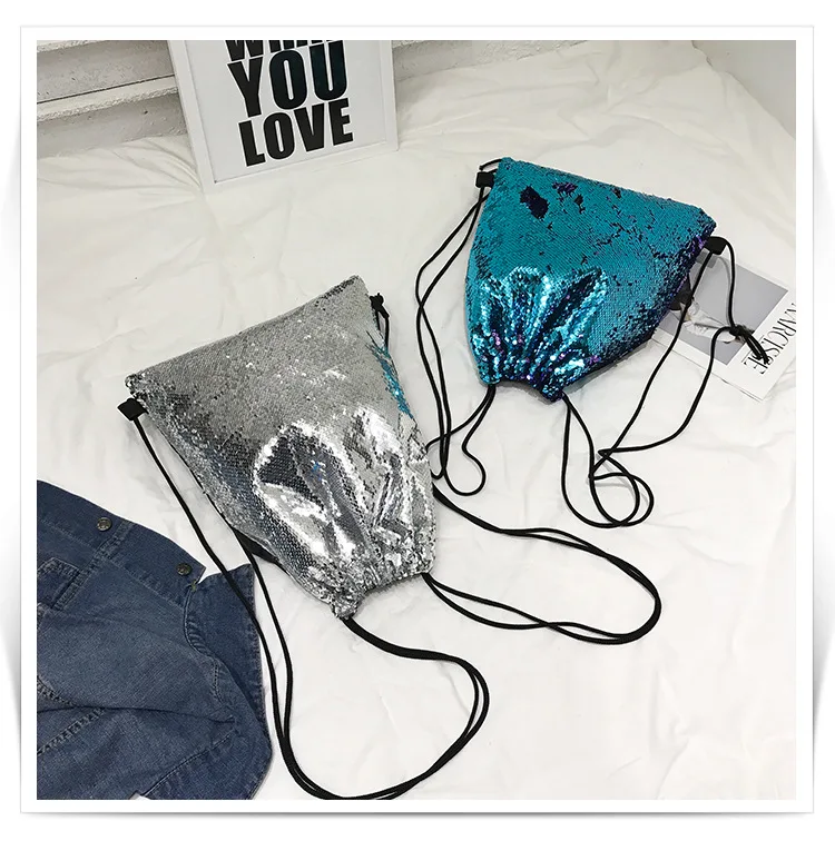Новая мода блестки Drawstring Рюкзак луч порт s сумка для хранения карман сумка для покупок путешествия рюкзак