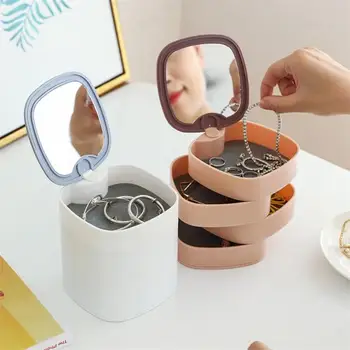 

Creative 4 Layers Rotatable Jewelry Storage Boxes Plastic Jewelry Container Case Earring Ring Multi-Function Makeup Organizer