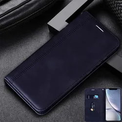 Vintage Leather Flip Cover Wallet Case with Card Slots and Magnetic Closure for Huawei P30 Lite (Black)