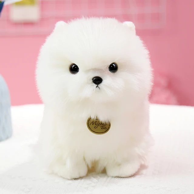 AURORA Simulation White Plush Teddy Dog Boutique Dolls Children's Healing Department Accompanying Gift Pendant Jewelry