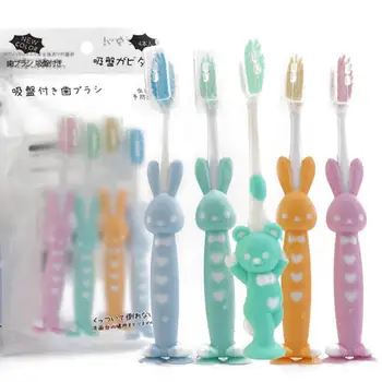 

4PCS Household Cartoon Toothbrush Children Bamboo Charcoal Soft Hair Set Silicone Cute Clean Teeth Brushing Toothbrush
