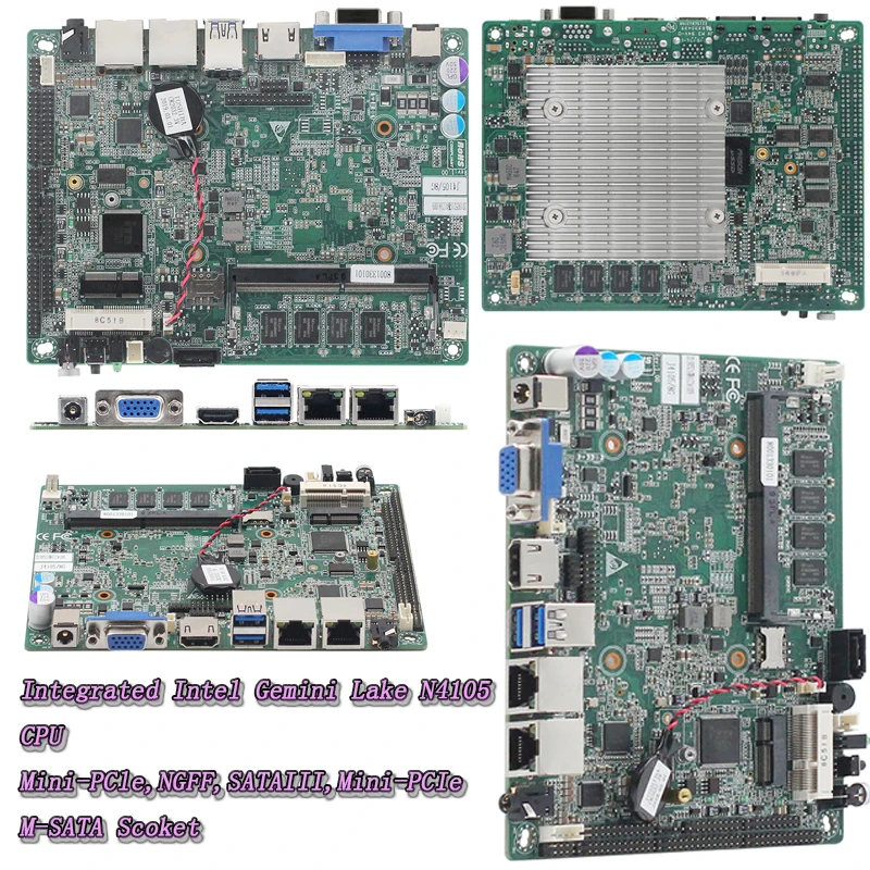 154,8*117,4 мм Gemini Lake J4105 cpu Z-3.5 материнская плата 8G DDR4 lvds Промышленная материнская плата 2 порта ethernet Материнские платы