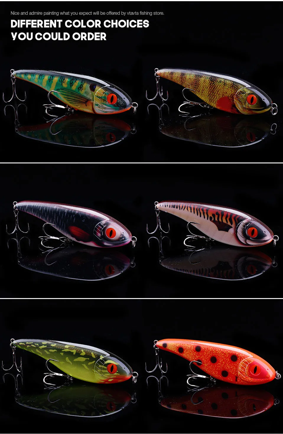 VTAVTA 17cm 130g Suspending Jerkbait Lure Pike Wobblers Fishing Lures Sinking Artificial Bait Hard Crankbaits Fishing Tackle VIB 017