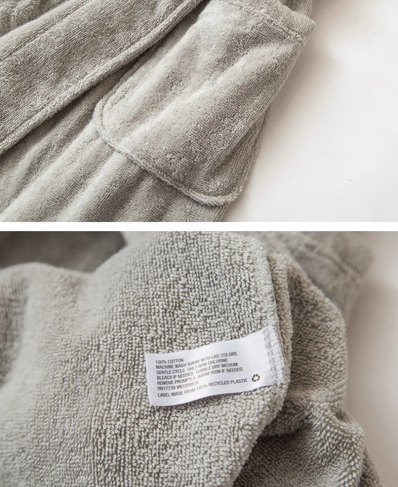 Чистый цвет полотенца ткань чистый хлопок халаты для женщин и мужчин простые