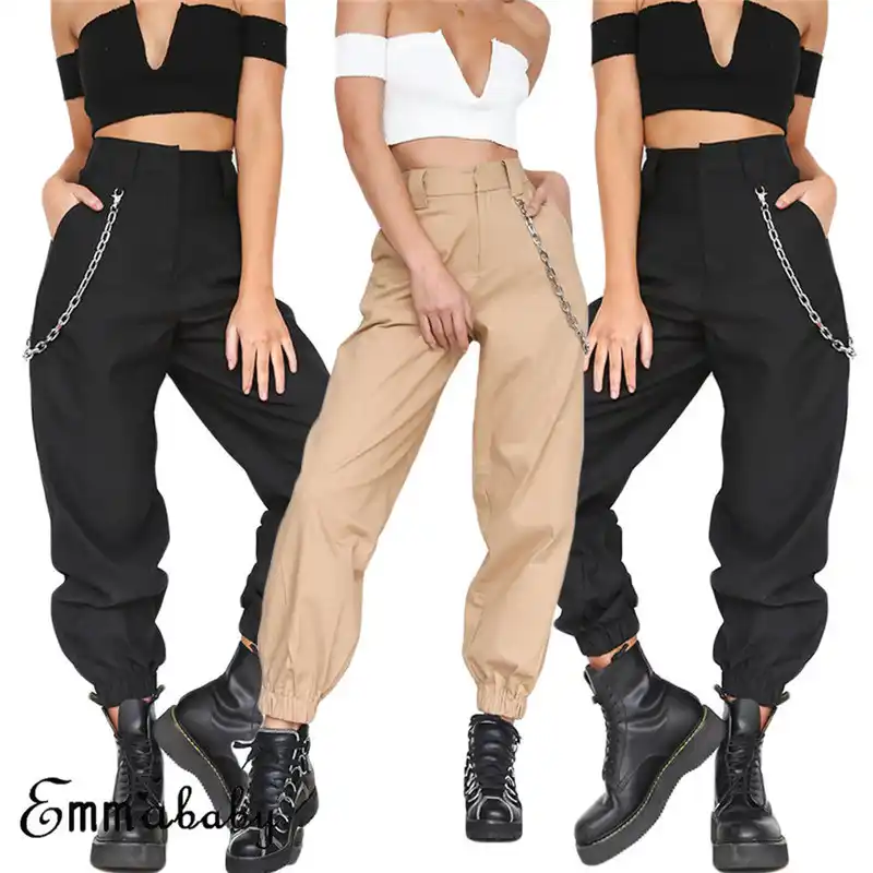 plus size cargo pants with chain