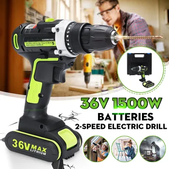 

36V Electric Screwdriver Cordless Electric Mini Drill Lithium-Ion Battery Operated Rechargeable Power Tools 2-Speed