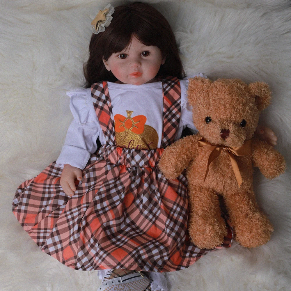 24 дюйма 60 см Bebe Reborn куклы силиконовые мягкие реалистичные принцесса девочка кукла для продажи Этническая кукла ребенок день рождения подарки на Рождество