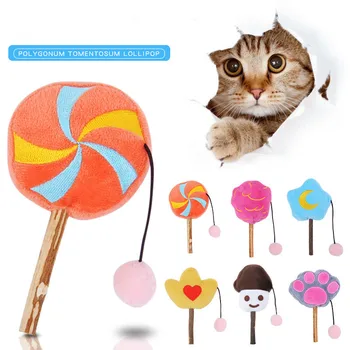 

Funny Pet Cat Toys Natural Mint Ball Cat Catnip Toy Stick Kitten Snack Food Toy Clean Teeth Rod Wood Scorpio Lollipop