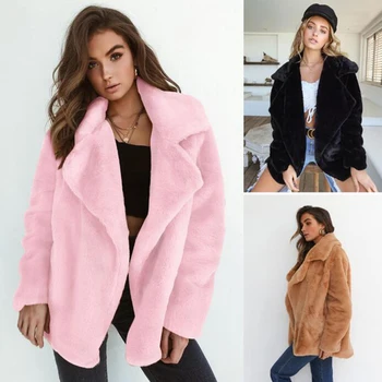

Fashion autumn winter faux fur coat open stitch women jacket outwear new elegant coats and jackets women chaqueta mujer BDR1040