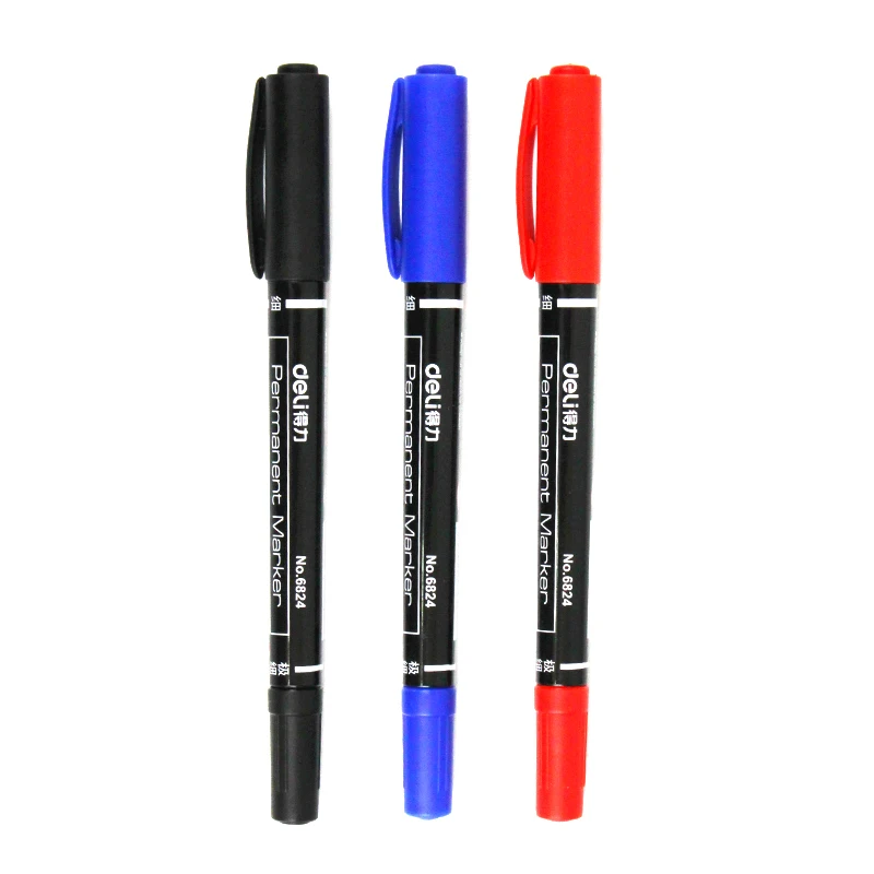 3 шт./упак. двойной наконечник перманентные маркеры, Классическая приковывающая взгляд(Цвет: черный, синий, красный) чернил, 0,5 мм-1 мм
