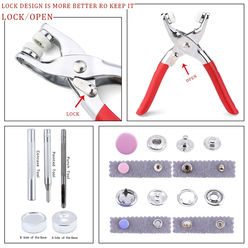 VENJA (LABEL) Thickened Snap Fasteners Kit  Metal Five Claw Buckle Set  with Hand Pressure Pliers Tool DIY Sewing Buttons Set for Clothing Sewing  and Crafting Revat Machine (Multicolor) : : Home