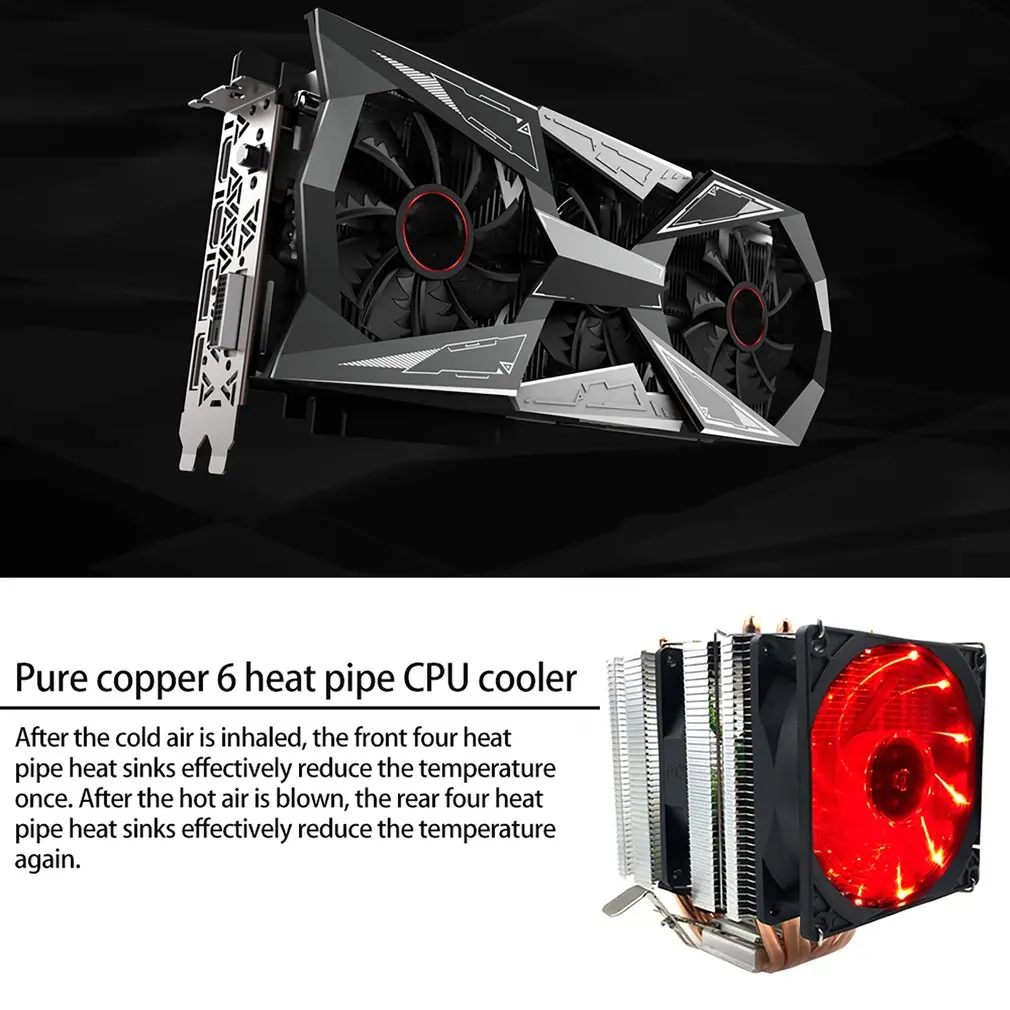 Avc Чистая медь 6 тепловая труба ЦП теплоотвод Amd 1155 1156 настольный компьютер ЦП вентилятор ЦП кулер теплоотвод