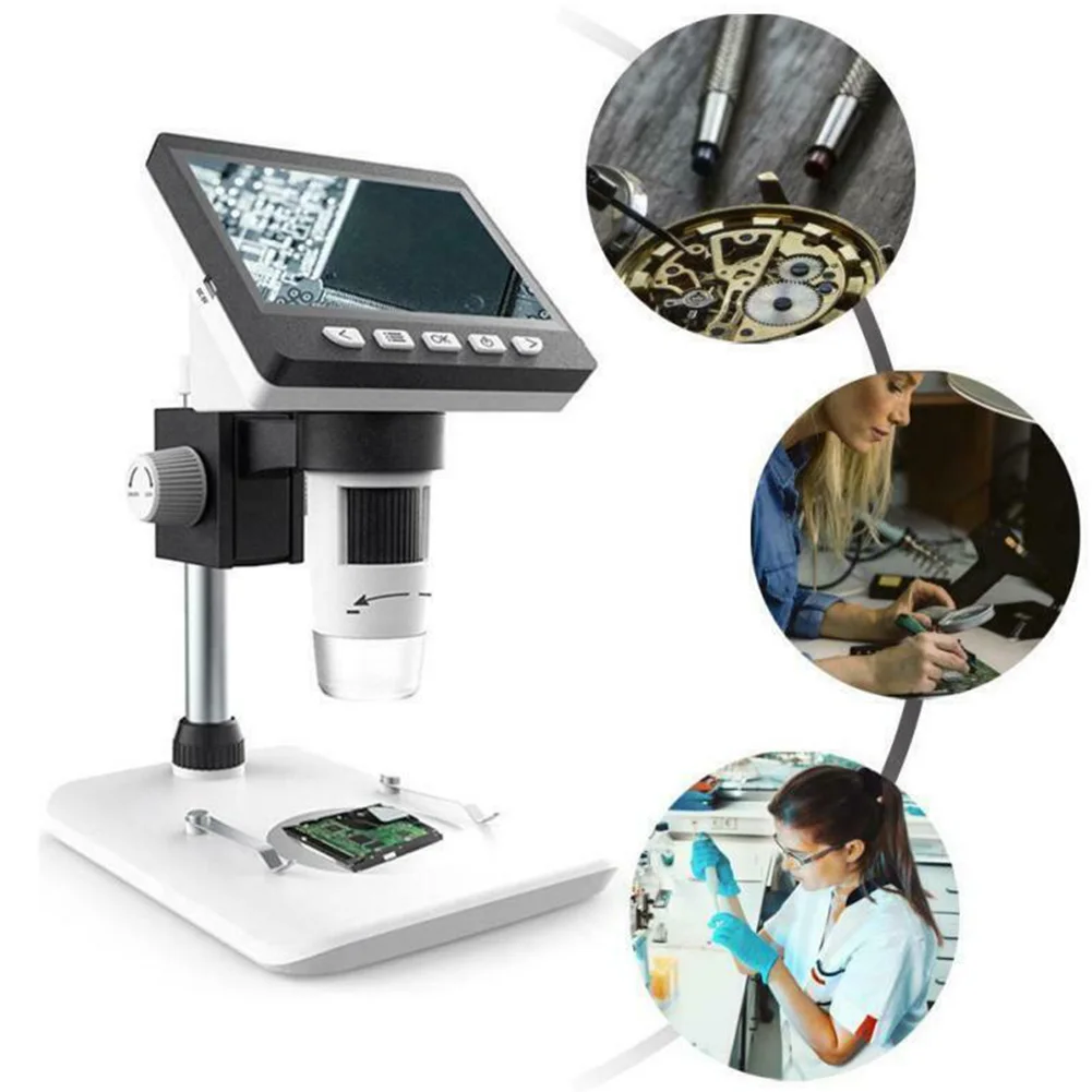

4.3inch 1000X Desk Jewelry Identification Electronic Microscope Soldering Digital Video Retractable Stand USB Charging For PC