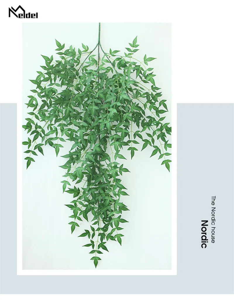 artificial wall garden on Artificial Leaves Silk Bamboo Plant Vine Wall Hanging 3 Branch Fake Leaves Rattan Garden Living Room Club Bar Decor Green Plants Artificial Plants Aliexpress