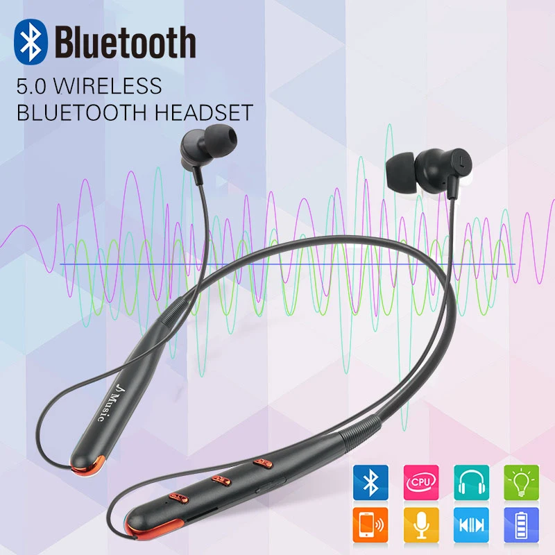 FFYY-Bluetooth 5,0, беспроводные наушники для шеи, bluetooth-гарнитура, бас, стерео, водонепроницаемый, встроенный микрофон, поддержка tf-карты для Iphone Huawe