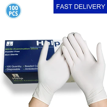 

100Pcs Disposable Nitrile Gloves Waterproof Exam Gloves Ambidextrous For Medical House Gloves