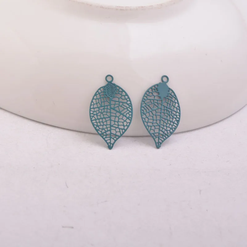 100pcs AC10464 11*19mm Small Print Leaf Charm Brass Leaves Jewelry accessories