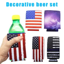 Тонкий охладитель 12 унций американский флаг тонкие банки крышка рукава патриотические звезды полосы PAK55