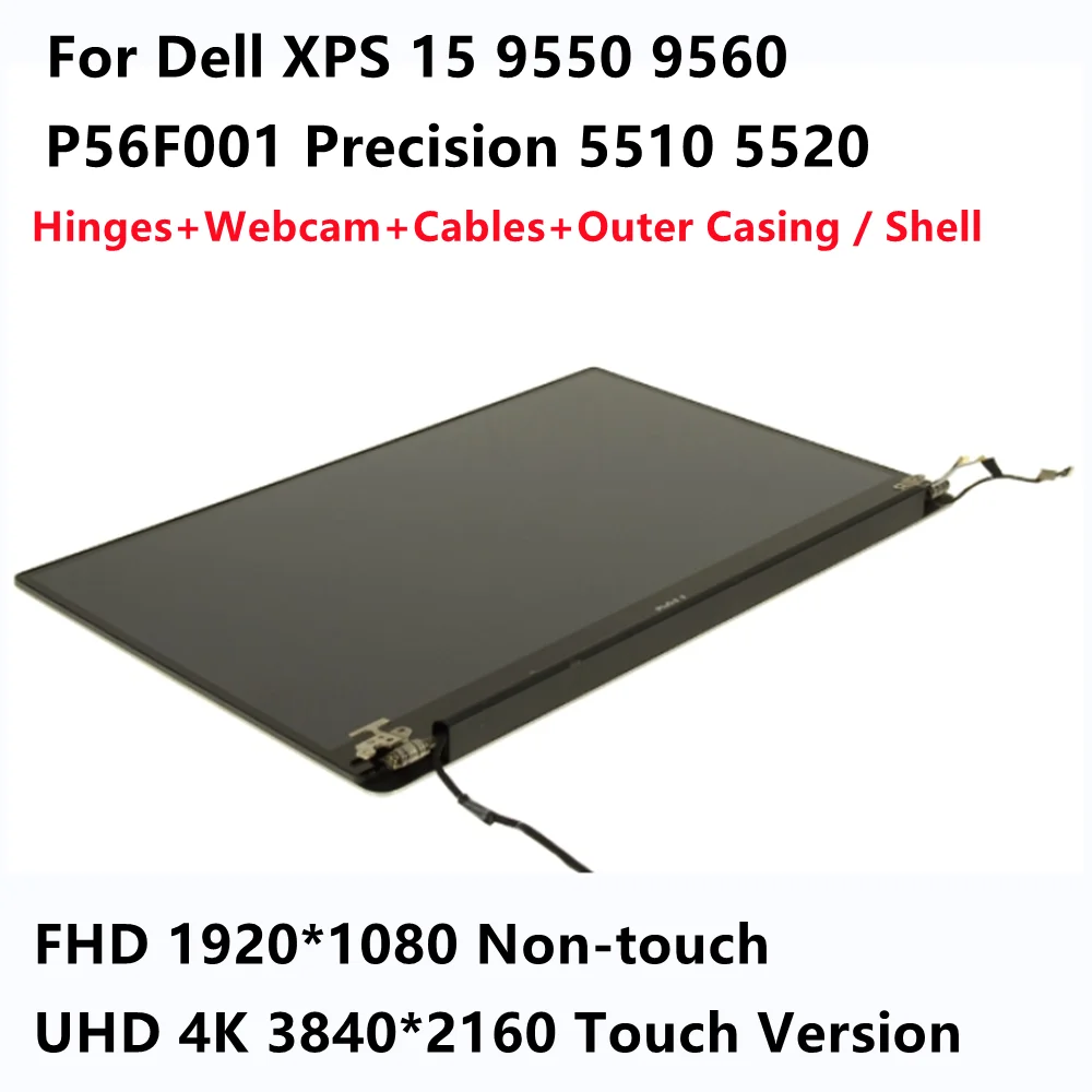 Per Dell Xps 15 9550 9560 Precisione 15 5510 5520 P56F 15.6 "Touch Screen Lcd Uhd 4K Display Assemblaggio Completo Hhtkr / Fhd 74Xjt