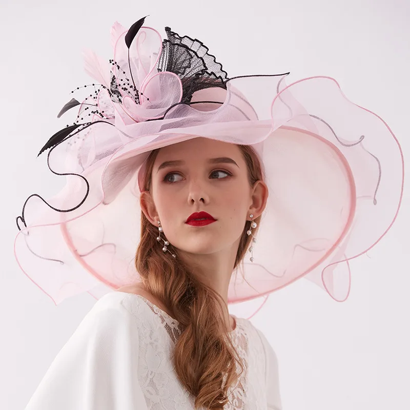 New Wedding Hats for Women Elegant Evening Flower Sun Hats chapeau de mariage Wedding Accessories 6 Colors YSAN282