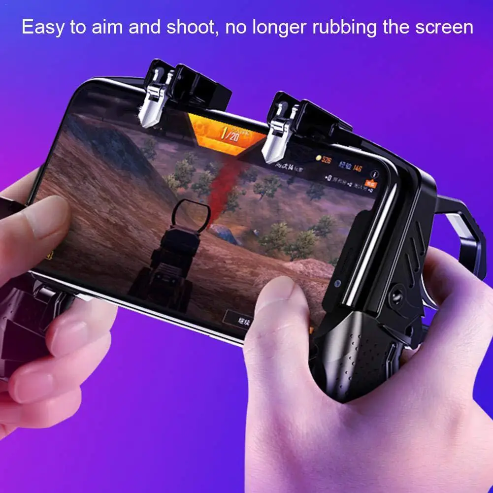  PUBG Mobile Game Controller 4 Finger Linkage Game Trigger Joystick Gamepad Shooting Button Controll