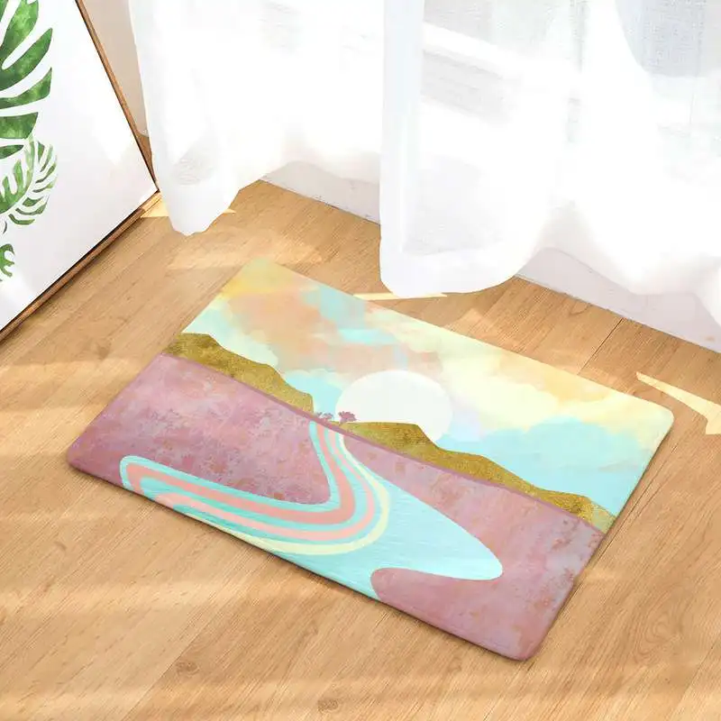CAMMITEVER Sun River Pink Mountains Doormat Doormats Bedroom Tatami Waterproof Oil-proof Kitchen Rugs - Цвет: 2668-10