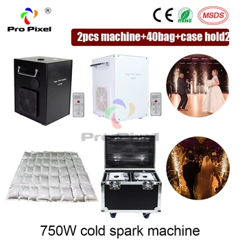 

2pcs With Case And 40 Bags Powder Cold Spark Firework Machine DMX Remote Control Fountain Fireworks Sapark Machine For Wedding