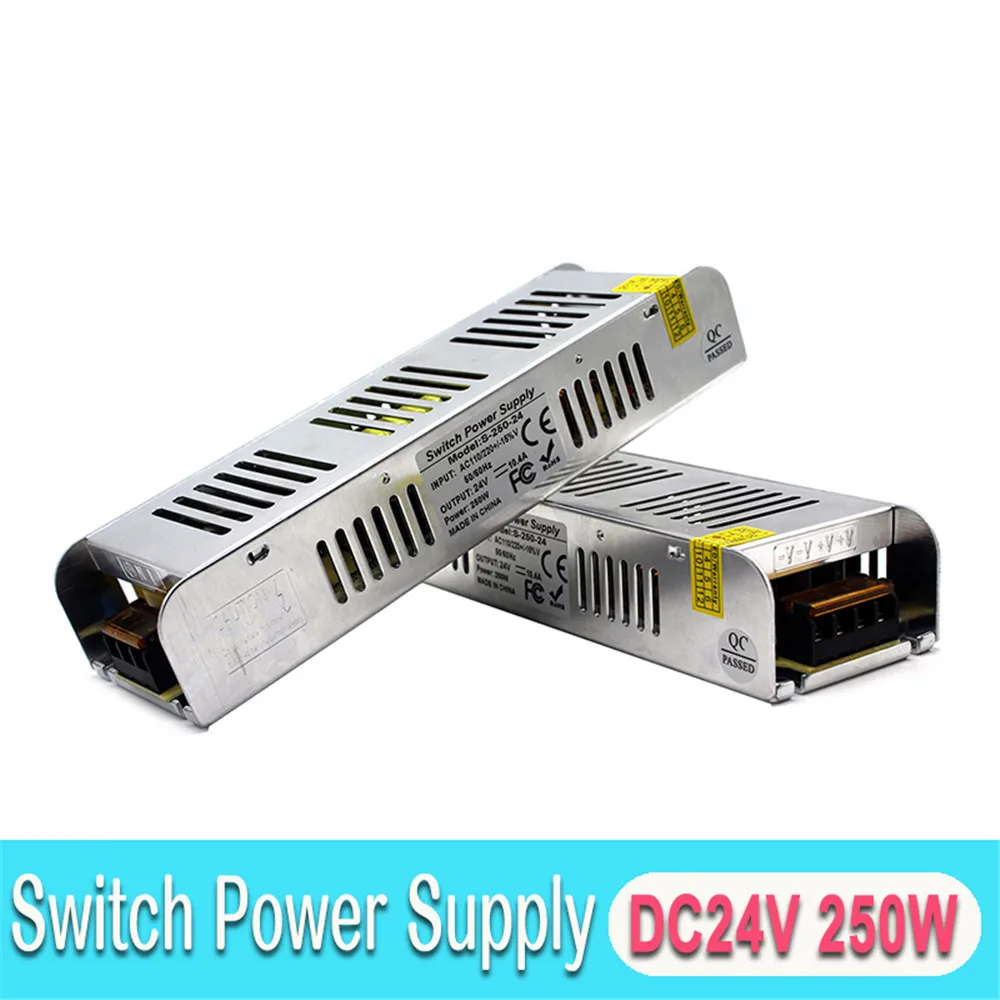 Одиночный выход 24V 10.4A 250W источник питания СИД трансформаторы драйвера 220V вход к