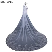 4 метра белая свадебная фата цвета слоновой кости для собора длинная кружевная Фата для невесты с гребнем Свадебные аксессуары свадебная фата для невесты